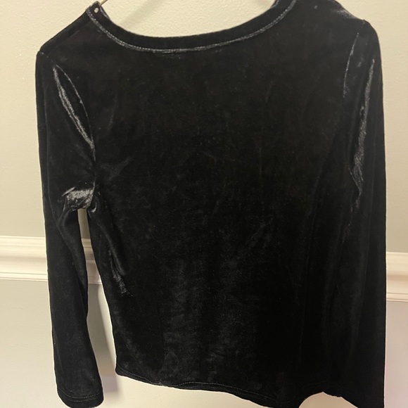 🌹🌹Girls Size 7/8 Black Velvet Top Rhinestones - Picture 3 of 3